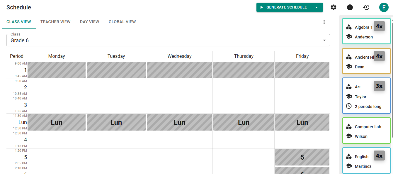 Empty Schedule Page