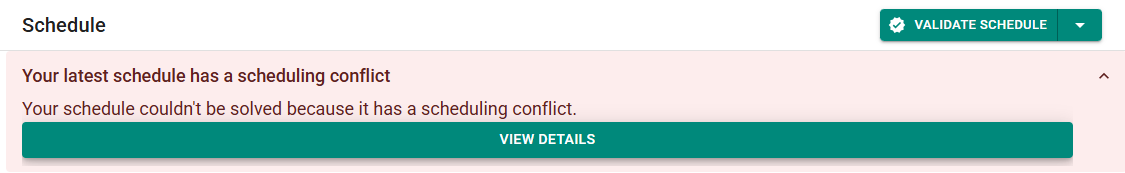 Scheduling Conflict Banner