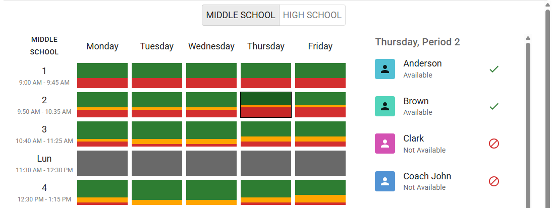 Select schedule structure